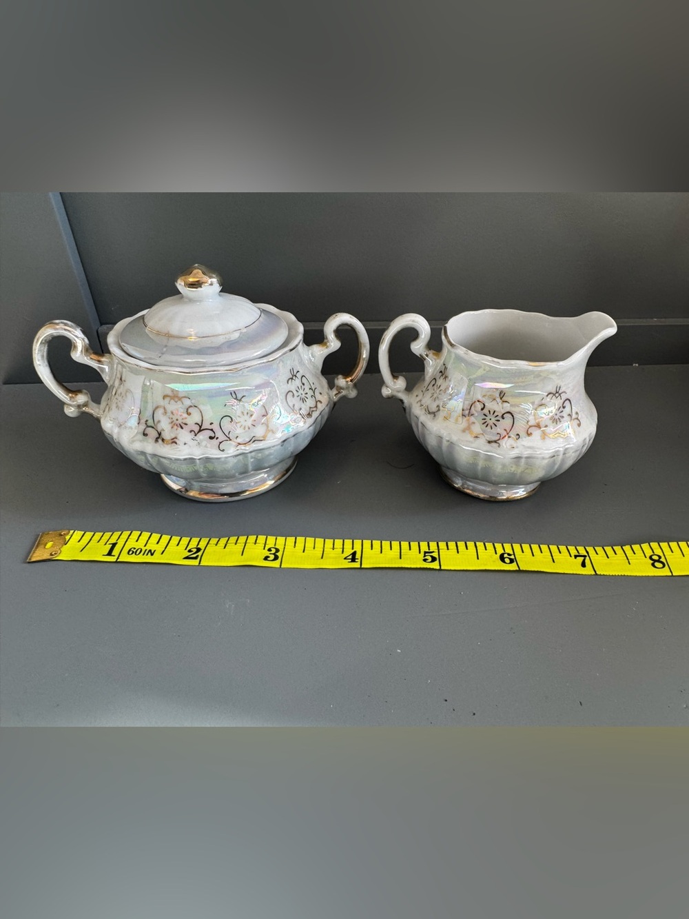 Vintage Japanese Iridescent Lusterware Sugar Bowl & Creamer Set